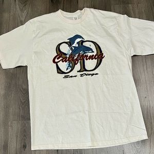 Vintage San Diego T Shirt with Dolphin Jumping Graphic Large Made USA